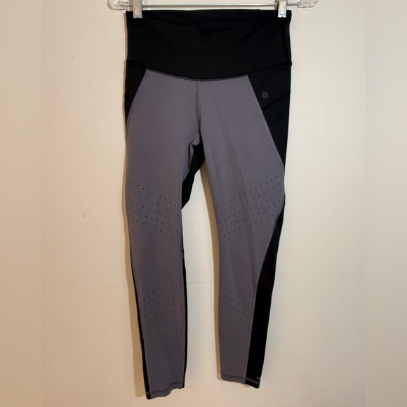 Athleta black & gray leggings vented cutouts SZ SM - Picture 2 of 8